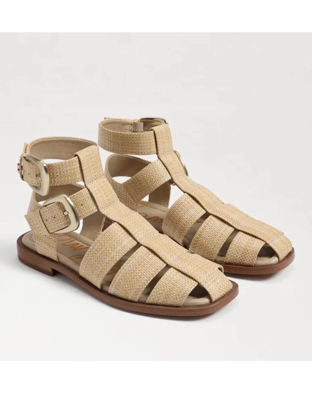 Sam Edelman Beige Woven Gladiator Sandals